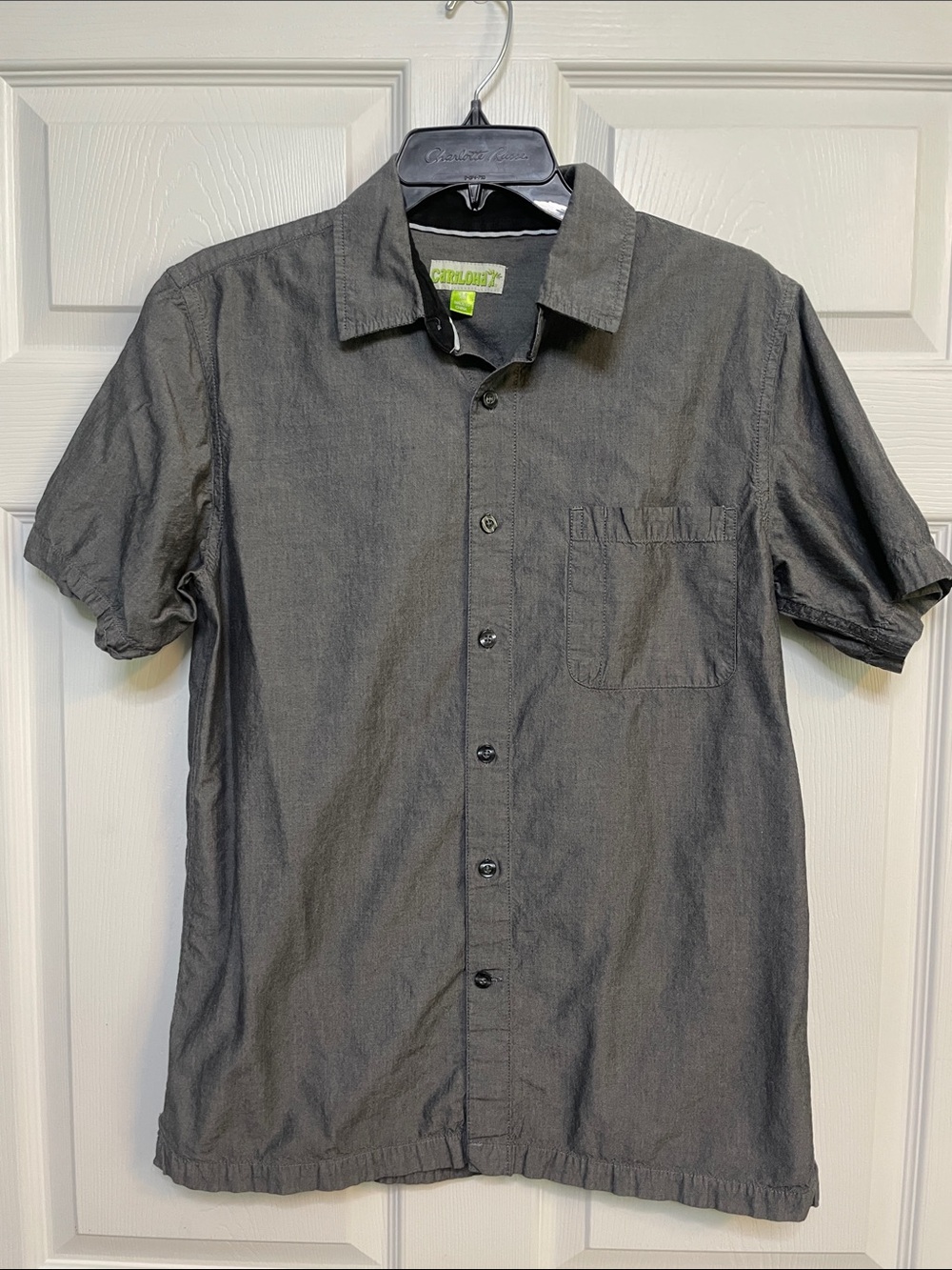 Short-Sleeve Casual Button-Down Shirt in Charcoal Gray - Cariloha